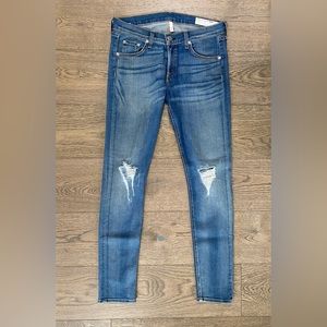 Rag & Bone Denim Skinny Jeans, size 28. Distressed at the knees, see pictures.